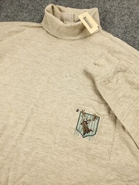 Vintage 90s Aeropostale Turtleneck Shirt Medium Long Sleeve Deer Embroidery NEW
